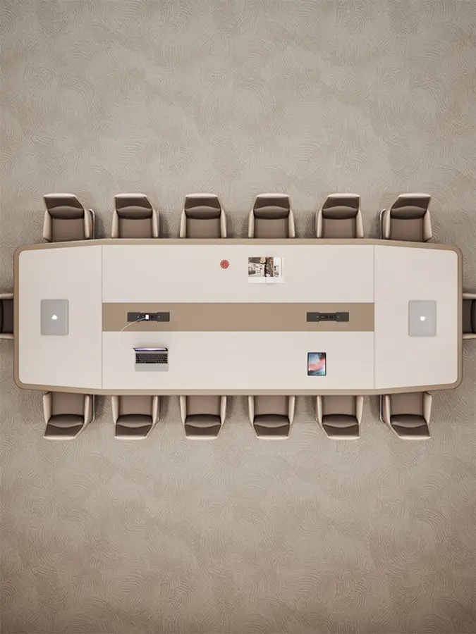 Modern White Office Furniture Long Large Creative Negotiation Conference Table Chairs Made of Wood-New White Conference Table — image 5