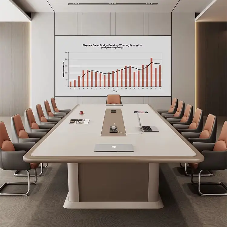 Modern White Office Furniture Creative Design Large Conference Table and Chairs Wood Material for Negotiation Room — image 3