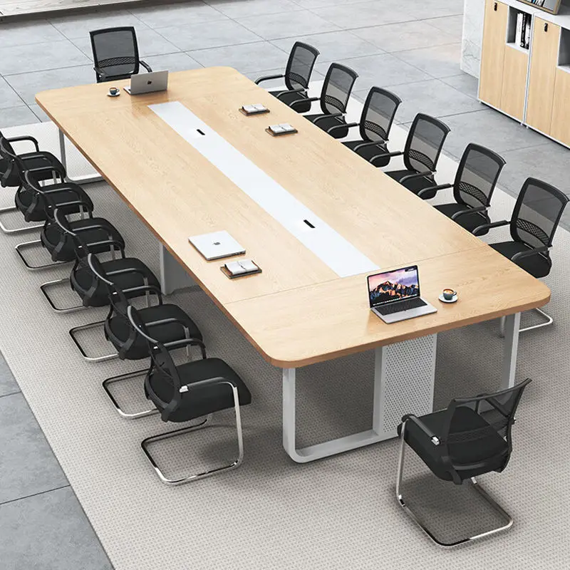 Modern Wood Panel Office Furniture Desk Set for Conference Room Boardroom Table and Meeting Tables with Comfortable Chai — view 1