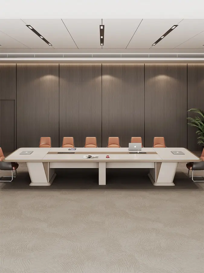 Modern White Office Furniture Creative Design Large Conference Table and Chairs Wood Material for Negotiation Room — image 4