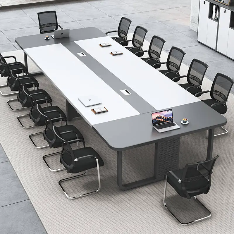 Modern Wood Panel Office Furniture Desk Set for Conference Room Boardroom Table and Meeting Tables with Comfortable Chairs — image 3