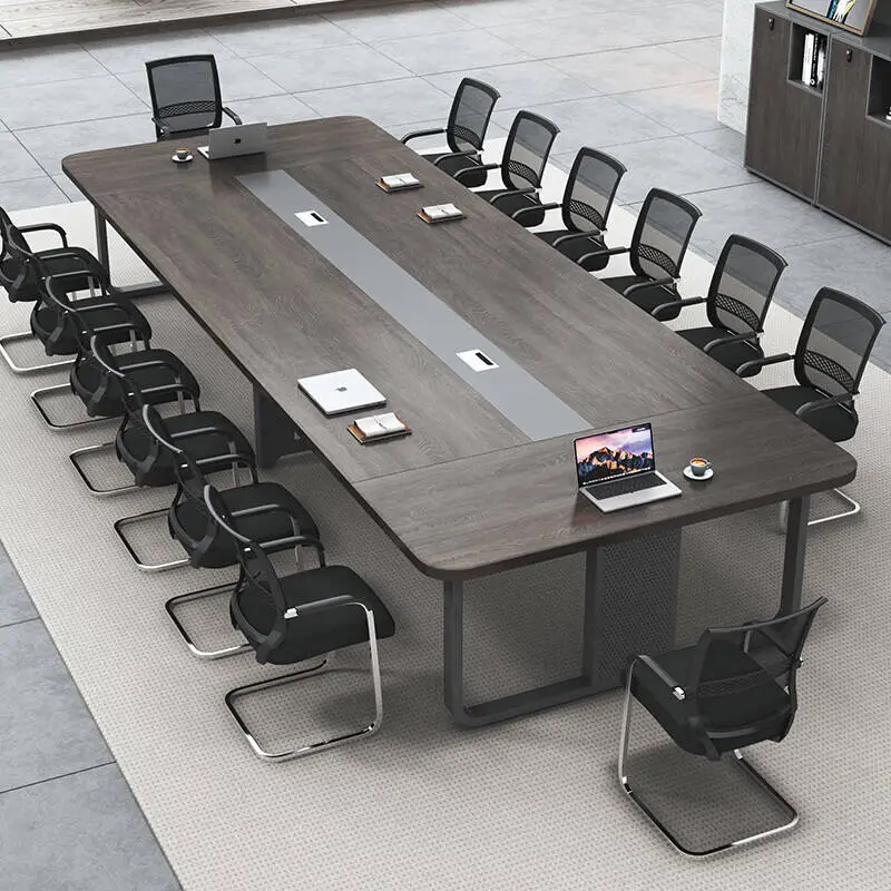 Modern Wood Panel Office Furniture Desk Set for Conference Room Boardroom Table and Meeting Tables with Comfortable Chairs — image 4