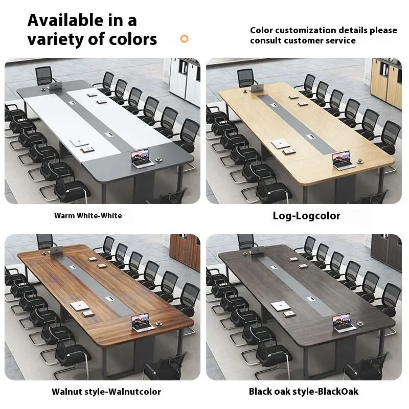 Modern Wood Panel Office Furniture Desk Set for Conference Room Boardroom Table and Meeting Tables with Comfortable Chairs — image 5