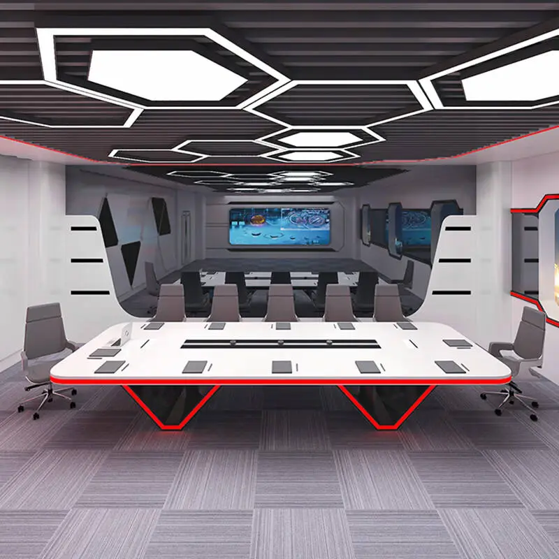 Modern Design Wood Panel Adjustable Height Conference Table for Home Office and Commercial Use Long U V Shape Meeting Desk — image 6