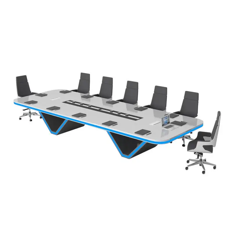 Modern Design Wood Panel Adjustable Height Conference Table for Home Office and Commercial Use Long U V Shape Meeting Desk — image 7