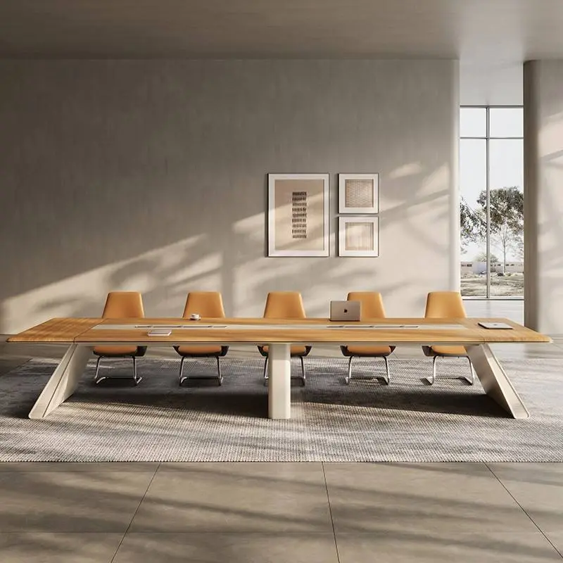 Modern Wood Adjustable Height Conference Desk Set for Office Use with Boardroom and Meeting Tables and Chairs — image 3
