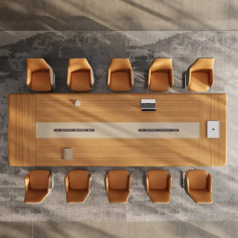 Modern Wood Adjustable Height Conference Desk Set for Office Use with Boardroom and Meeting Tables and Chairs — image 4