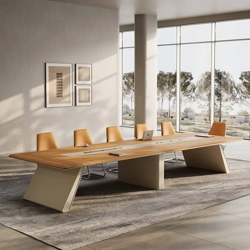 Modern Wood Adjustable Height Conference Desk Set for Office Use with Boardroom and Meeting Tables and Chairs — image 6