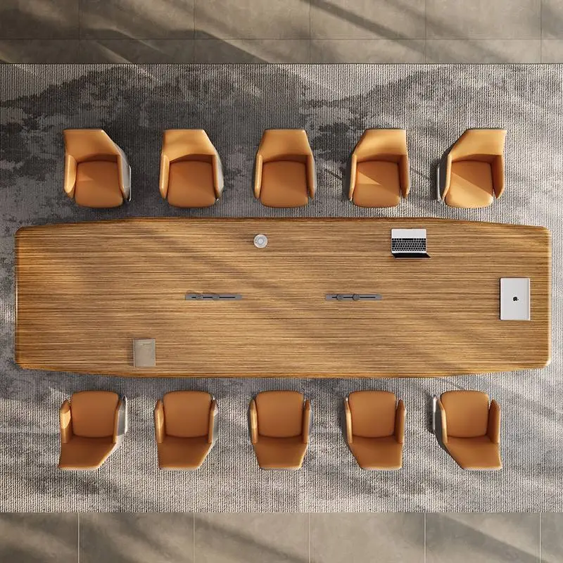 Modern Office Furniture Wood Panel Desk Set & Conference Room Boardroom Meeting Table with Chairs — image 5