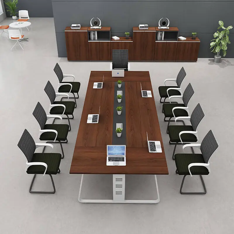 Modern Office Furniture Wood Panel Desk Set & Conference Room Boardroom Meeting Table with Chairs — image 7