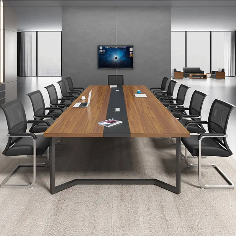 Modern Wood Panel Conference Desk Set Adjustable Height-Multi-functional Office Furniture for Home Office Boardroom Meetings — image 3