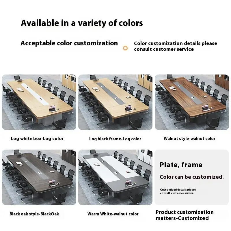 Modern Office Furniture Wood Panel Desk Set & Conference Room Boardroom Meeting Table with Chairs — image 6