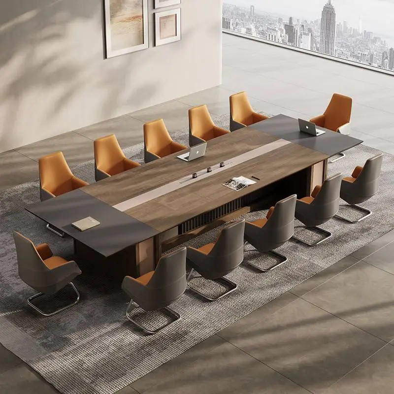 Modern Wood Panel Adjustable Height Modular Conference Desk Set for Office with Boardroom Table and Chairs Office Furnit — view 1