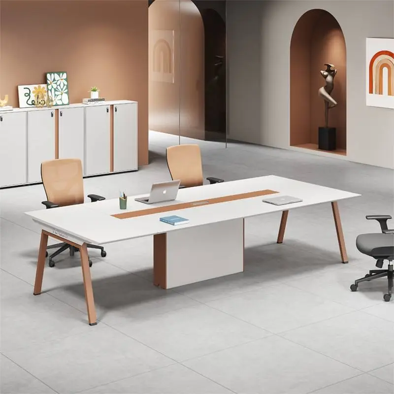 Modern Office Furniture Wood Panel Desk Set and Conference Table with Chairs for Boardroom Meetings — view 1