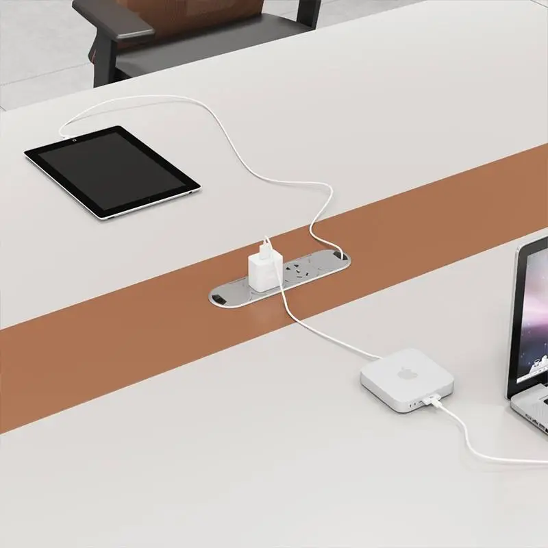 Modern Office Furniture Wood Panel Desk Set and Conference Table with Chairs for Boardroom Meetings — image 3