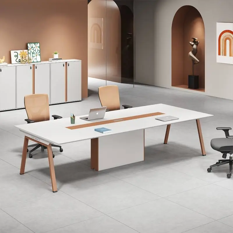 Modern Office Furniture Wood Panel Desk Set and Conference Table with Chairs for Boardroom Meetings — image 4