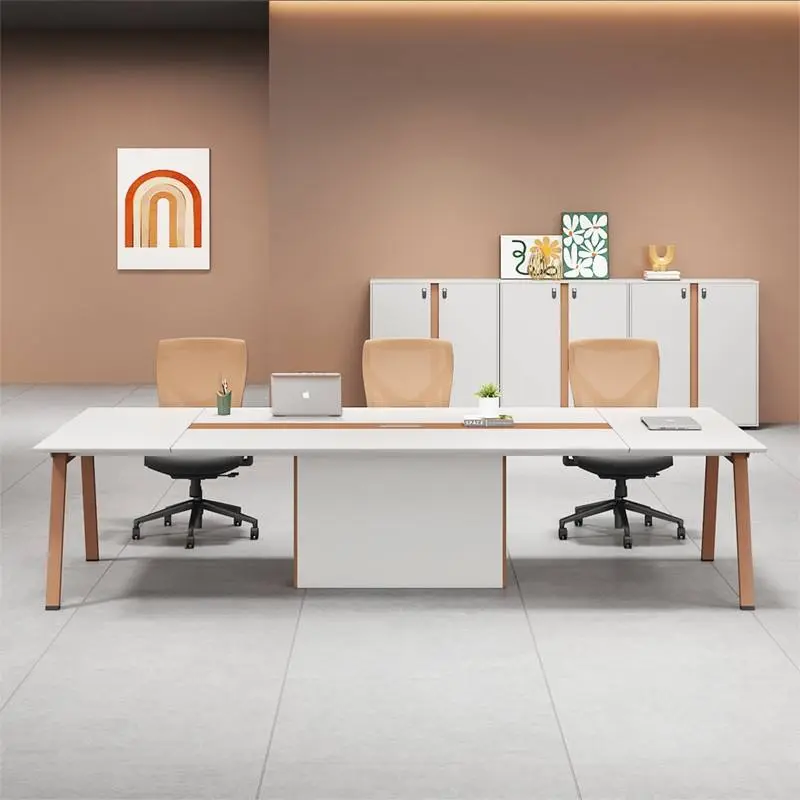 Modern Office Furniture Wood Panel Desk Set and Conference Table with Chairs for Boardroom Meetings — image 5