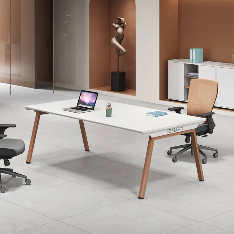 Modern Office Furniture Wood Panel Desk Set and Conference Table with Chairs for Boardroom Meetings — image 6