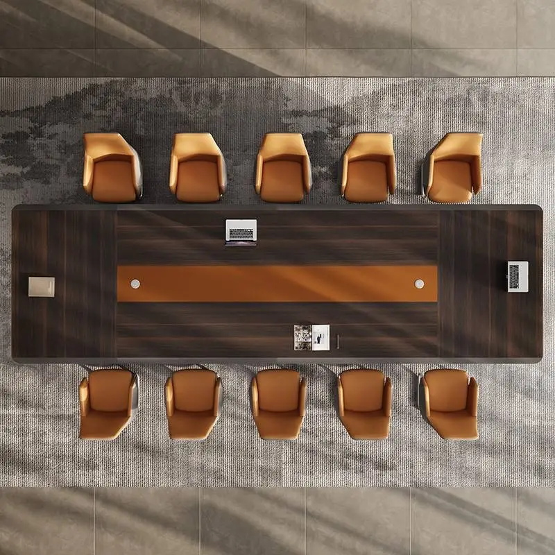 Modern Wood Office Furniture Desk Set with Adjustable Height Modular Design for Conference/Boardroom Meetings and Chairs — image 4