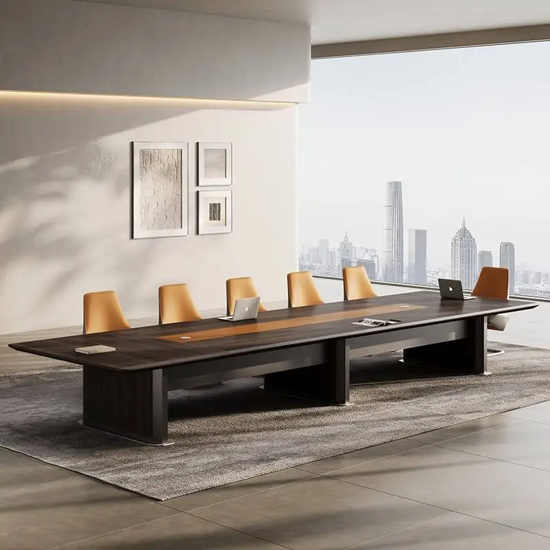 Modern Wood Office Furniture Desk Set with Adjustable Height Modular Design for Conference/Boardroom Meetings and Chairs — image 6
