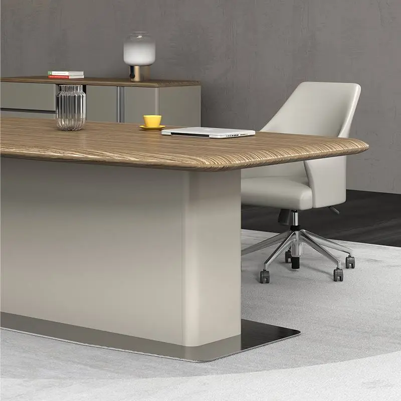 Modern Wood Panel Office Conference Desk Set Adjustable Height Modular Design for Boardroom Meeting Tables Chairs BAIYUAN BY-H-6 — image 3