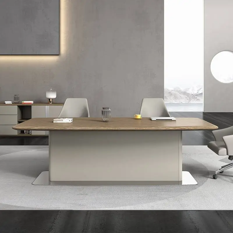 Modern Wood Panel Office Conference Desk Set Adjustable Height Modular Design for Boardroom Meeting Tables Chairs BAIYUAN BY-H-6 — image 6