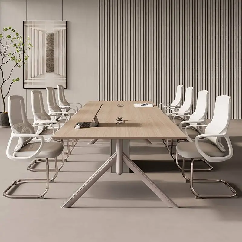Modern Adjustable Height Modular Wood Panel Conference Desk Set for Home & Office Use with Boardroom and Meeting Tables & Chairs — image 4