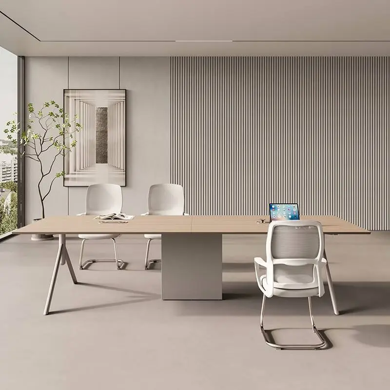 Modern Adjustable Height Modular Wood Panel Conference Desk Set for Home & Office Use with Boardroom and Meeting Tables & Chairs — image 5