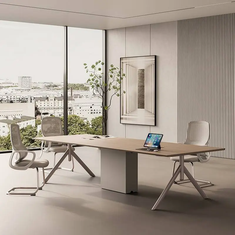 Modern Adjustable Height Modular Wood Panel Conference Desk Set for Home & Office Use with Boardroom and Meeting Tables & Chairs — image 6