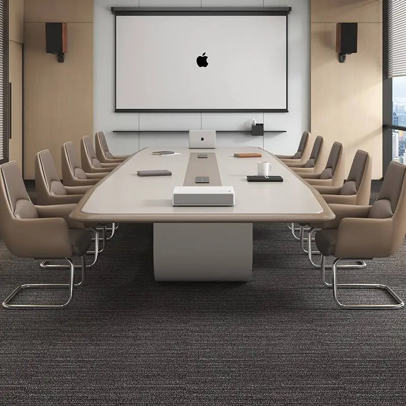 Hot Selling Modern Wood Office Desk White Painted Long Rectangular Conference Table Adjustable Height Multi-functional — image 4