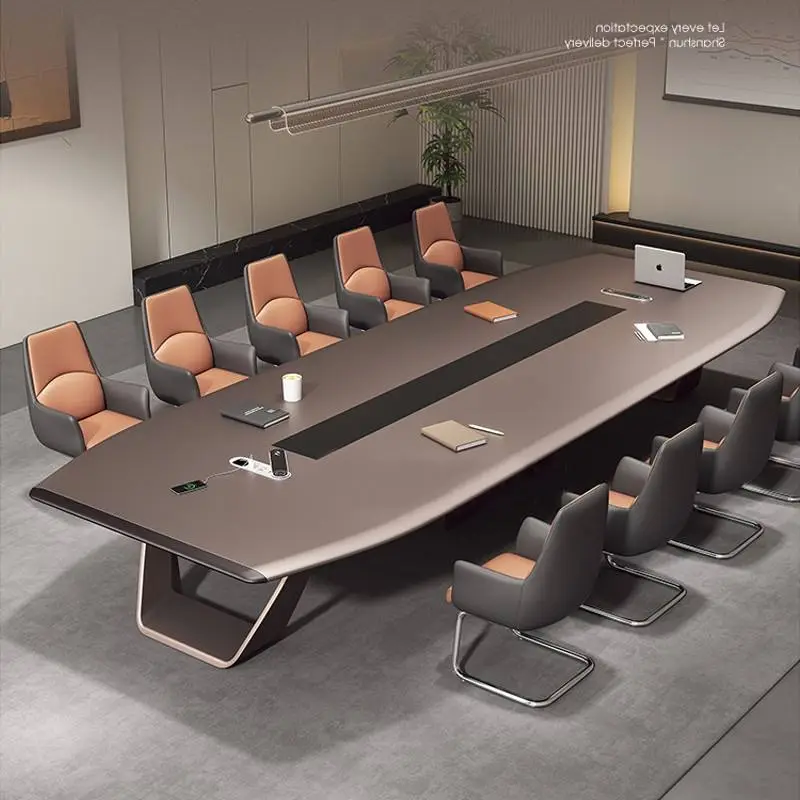 Hot Selling Modern Office Conference Room Table Luxury Painted Long Rectangular for Negotiation for Training Wood MDF — view 1