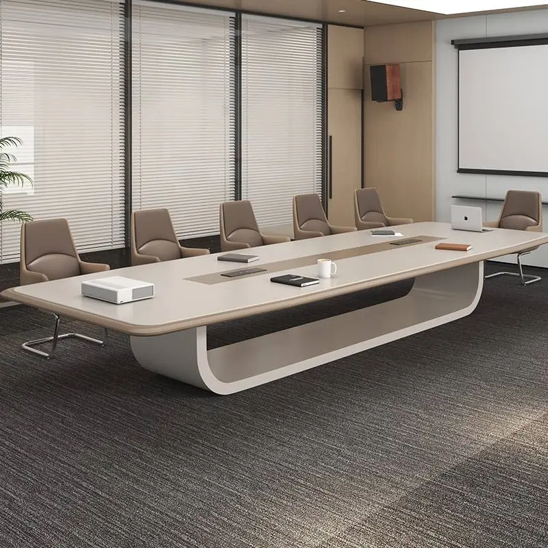 Hot Selling Modern Wood Office Desk White Painted Long Rectangular Conference Table Adjustable Height Multi-functional — image 5