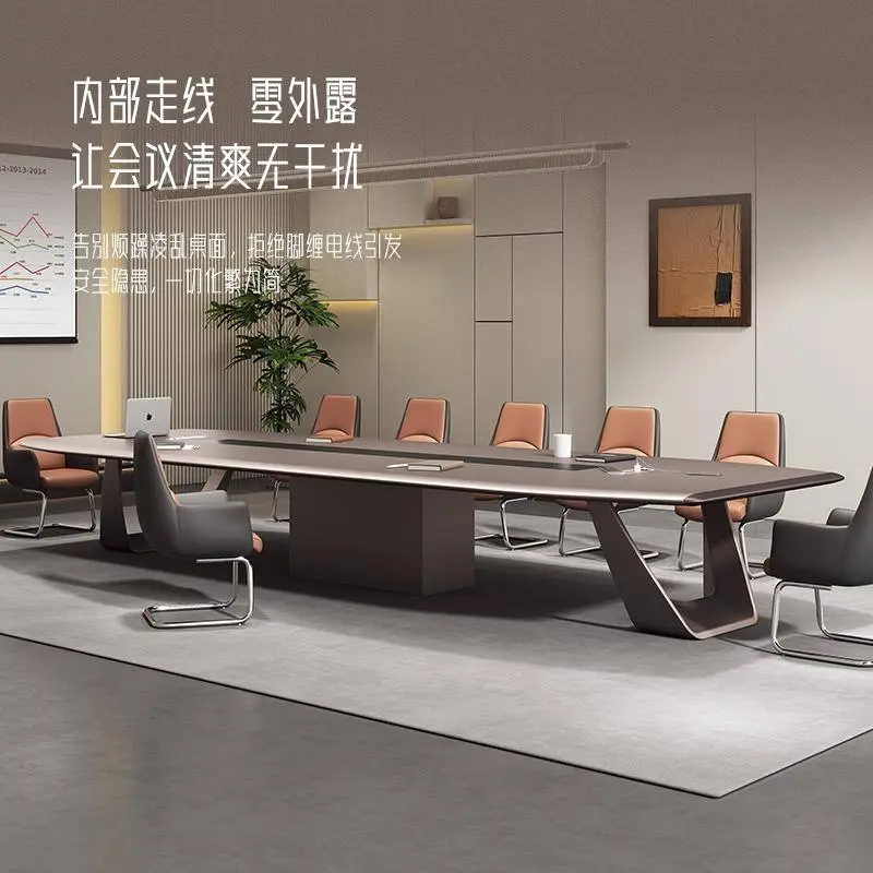 Hot Selling Modern Office Conference Room Table Luxury Painted Long Rectangular for Negotiation for Training Wood MDF — image 3
