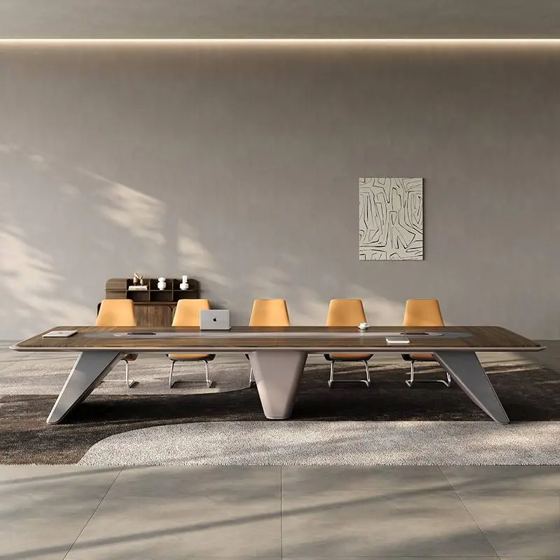 Modern Wood Panel Office Desk Set for Conference Room Boardroom Table Adjustable Height Modular Meeting Tables and Chairs — image 3