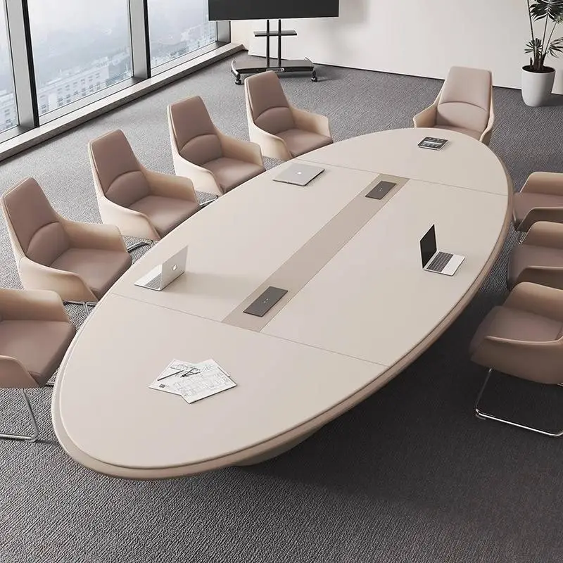 Hot Selling Modern Office Desk Oval Painted Long Rectangular Conference Table for Negotiation for School Training Wood M — view 1