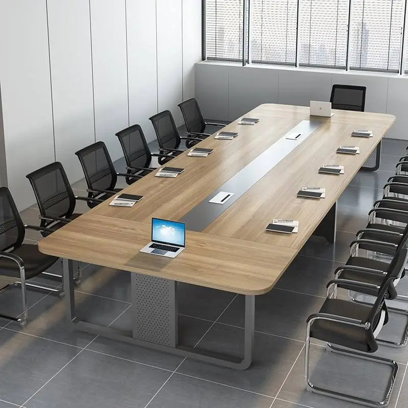 Hot Selling White Modern Office Desk Long Rectangular Wood MDF Conference Table for Negotiation Training Room — view 1