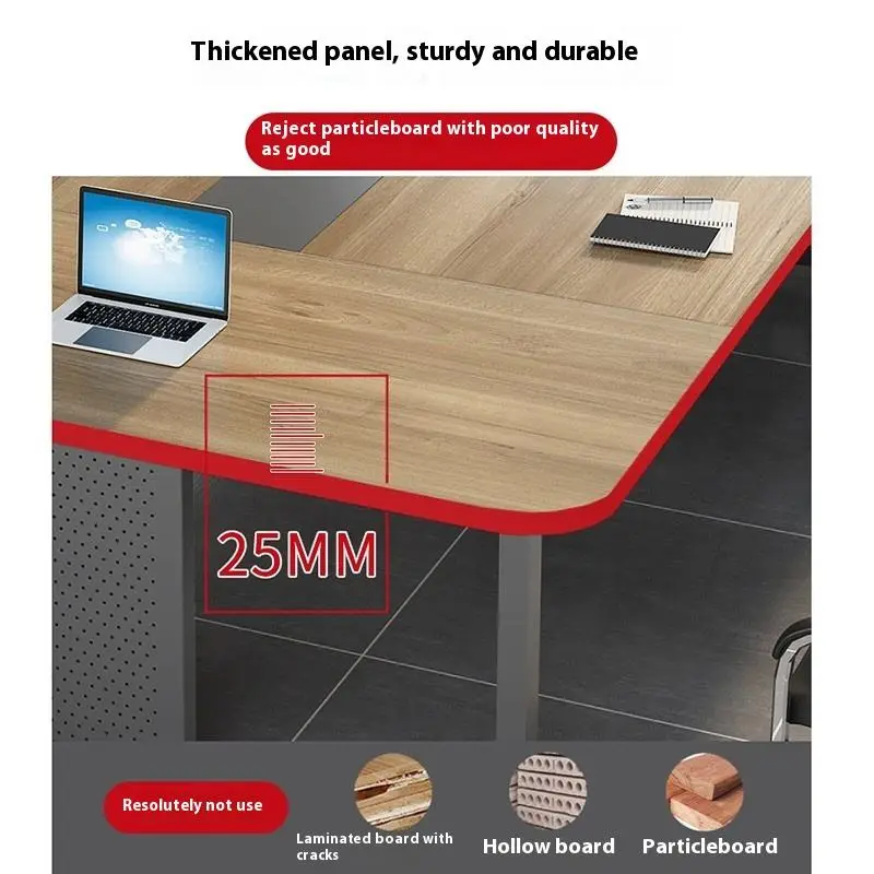 Hot Selling White Modern Office Desk Long Rectangular Wood MDF Conference Table for Negotiation Training Room — image 3