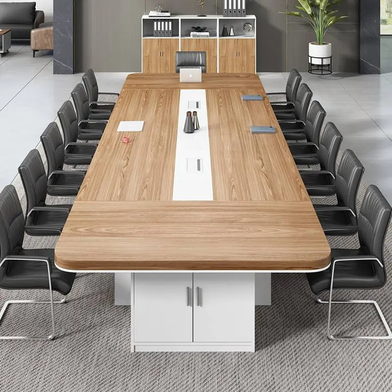 Modern Luxury Rectangular Wooden Conference Table Set Steel Meeting Chairs Hot Selling Office Furniture Wooden Conferenc — view 1
