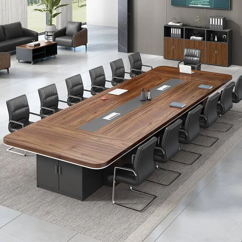 Modern Luxury Rectangular Wooden Conference Table Set Steel Meeting Chairs Hot Selling Office Furniture Wooden Conference Room — image 2