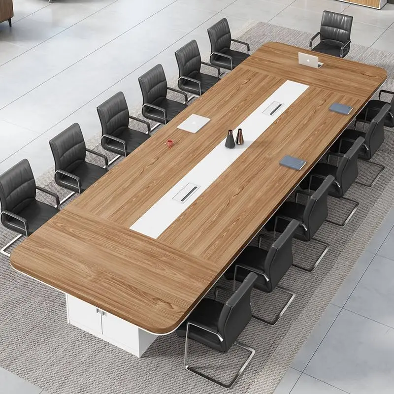 Modern Luxury Rectangular Wooden Conference Table Set Steel Meeting Chairs Hot Selling Office Furniture Wooden Conference Room — image 4