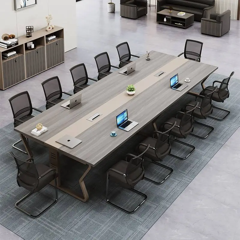 Hot Selling White Modern Office Desk Long Rectangular Wood MDF Conference Table for Negotiation Training Room — view 1