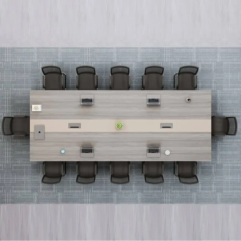 Hot Selling White Modern Office Desk Long Rectangular Wood MDF Conference Table for Negotiation Training Room — image 2
