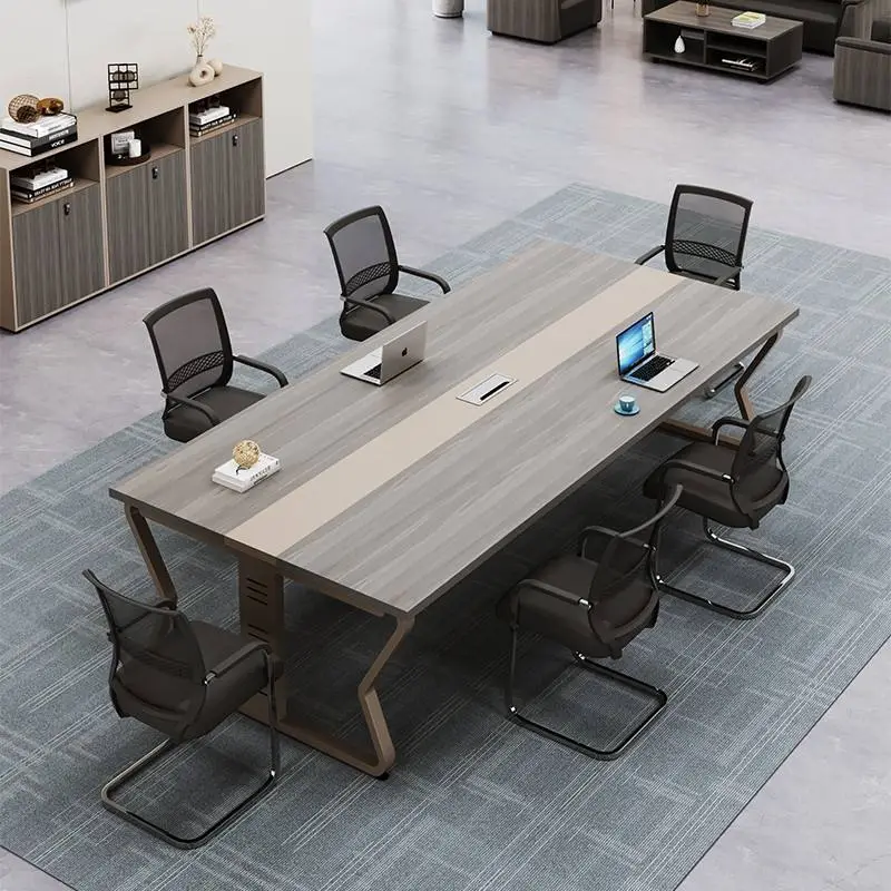 Hot Selling White Modern Office Desk Long Rectangular Wood MDF Conference Table for Negotiation Training Room — image 3