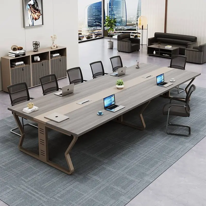 Hot Selling White Modern Office Desk Long Rectangular Wood MDF Conference Table for Negotiation Training Room — image 4