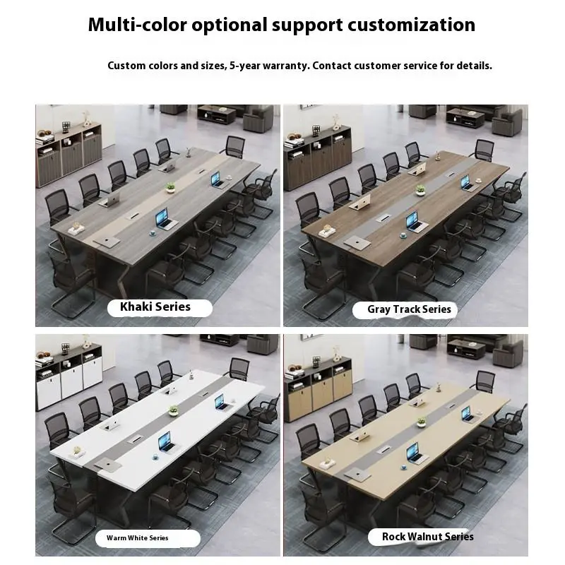 Hot Selling White Modern Office Desk Long Rectangular Wood MDF Conference Table for Negotiation Training Room — image 5