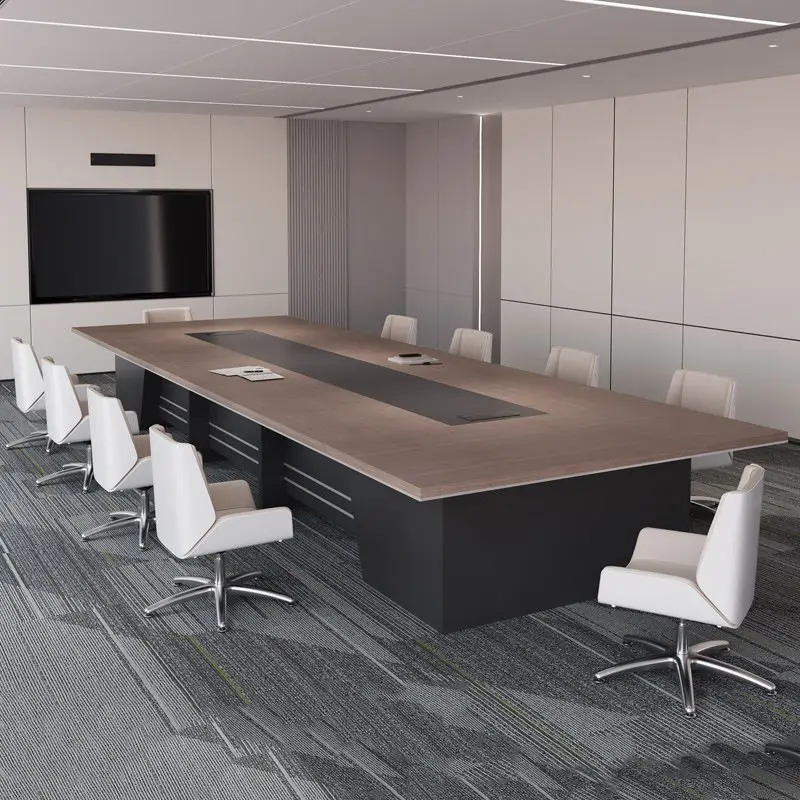 Modern Luxury Rectangular Wooden Conference Table Set Hot Selling Steel Meeting Chairs Office Furniture for Home Office — view 1