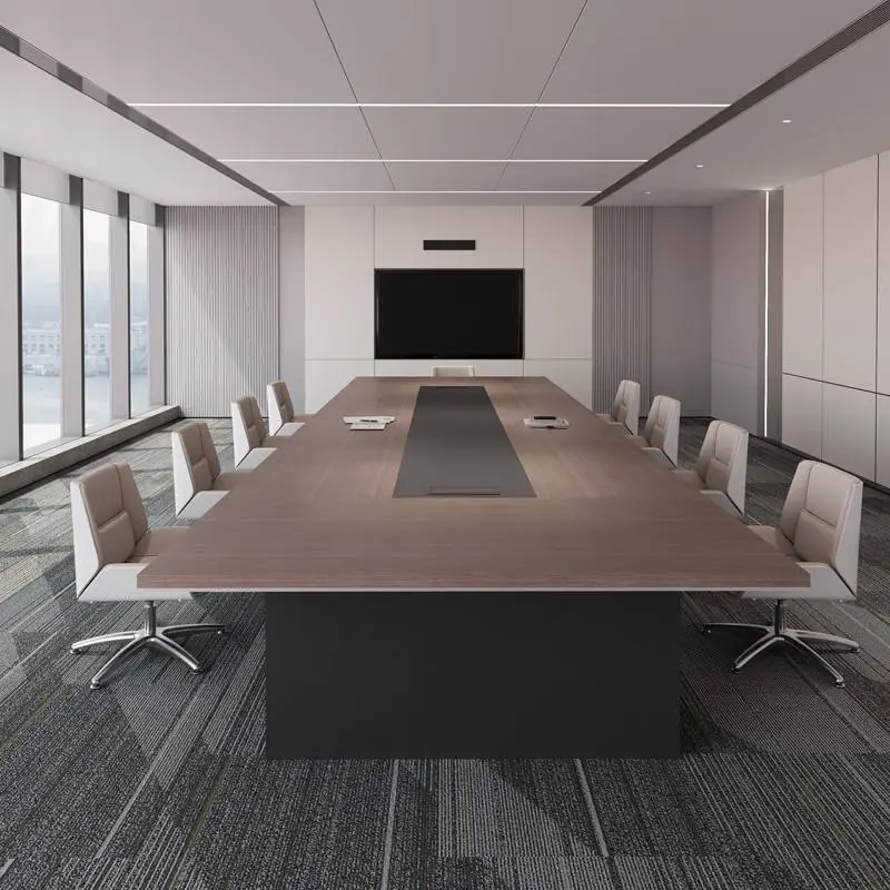 Modern Luxury Rectangular Wooden Conference Table Set Hot Selling Steel Meeting Chairs Office Furniture for Home Office Wooden — image 2
