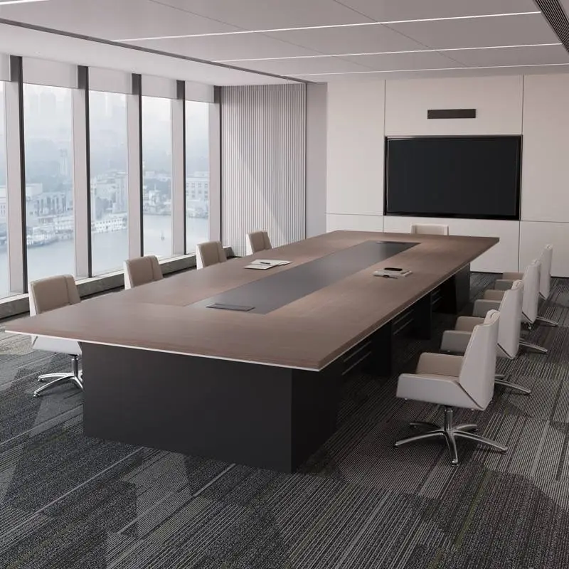 Modern Luxury Rectangular Wooden Conference Table Set Hot Selling Steel Meeting Chairs Office Furniture for Home Office Wooden — image 3