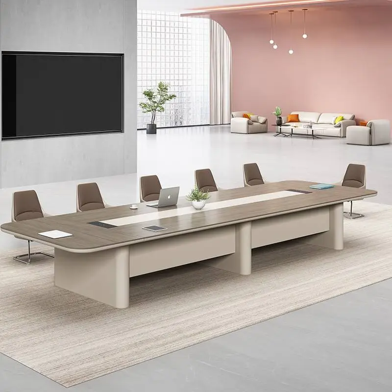 Modern Luxury Rectangular Wooden Conference Table Set Steel Meeting Chairs Hot Selling Office Furniture Wooden Conferenc — view 1