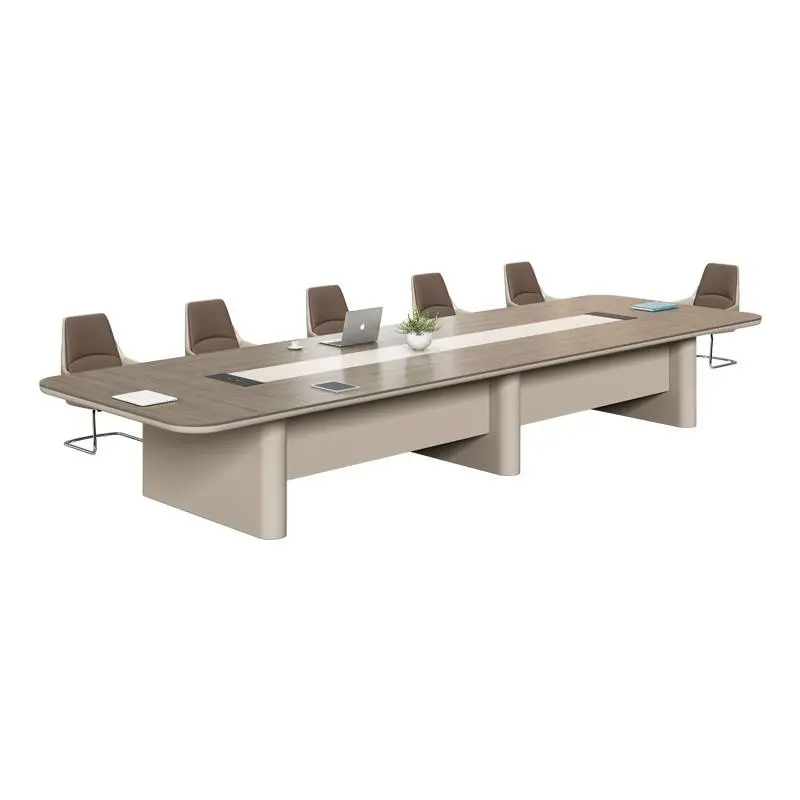 Modern Luxury Rectangular Wooden Conference Table Set Steel Meeting Chairs Hot Selling Office Furniture Wooden Conference Room — image 2